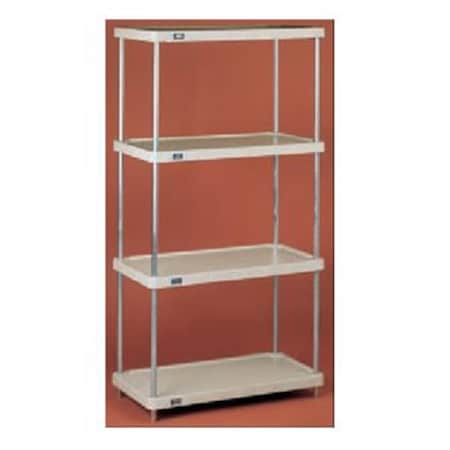 Nexel Solid Plastic 18 x 36 x 74 in. 4 Shelf Unit- Chrome 18367CSP